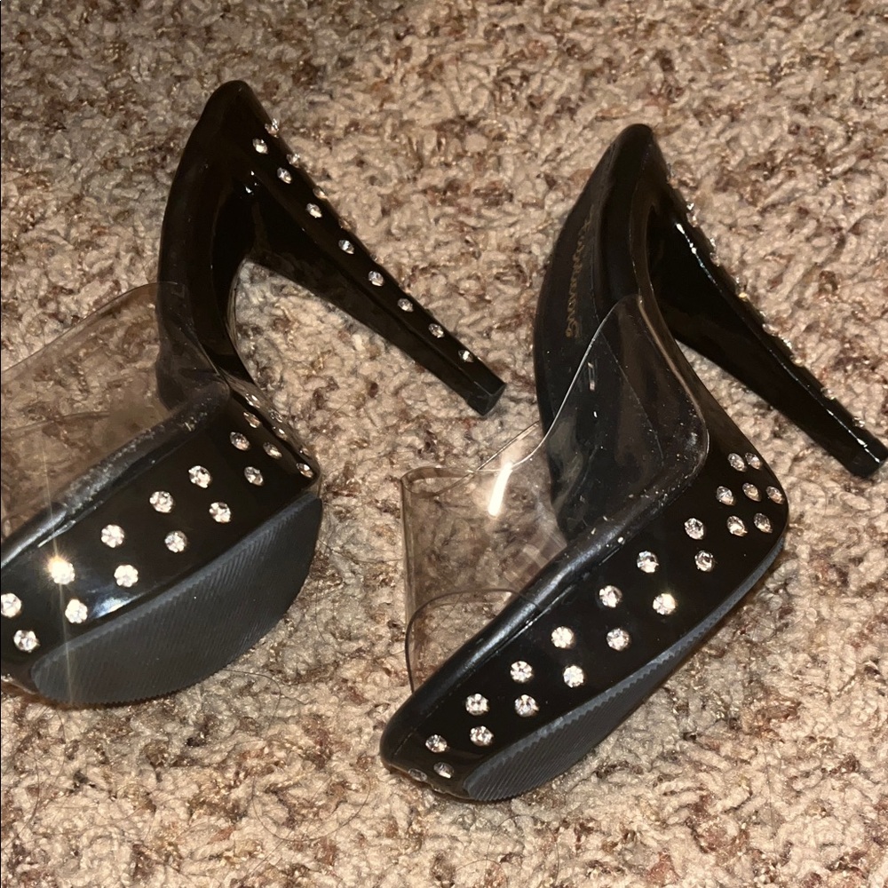 Elegant Black Rhinestone Heels